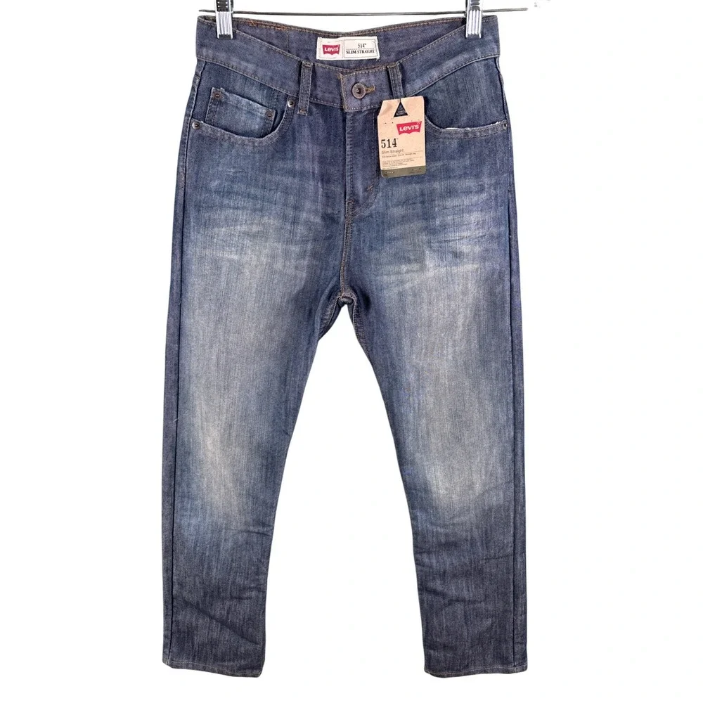 Levi's 514 Slim Straight Jeans Size 20 Slim W28 L30 Blue Medium Wash Classic NWT